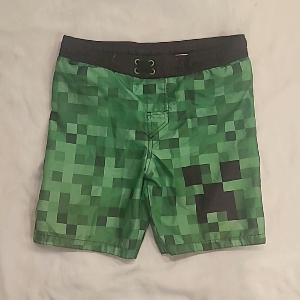 Minecraft boys swim trunks szS green/black